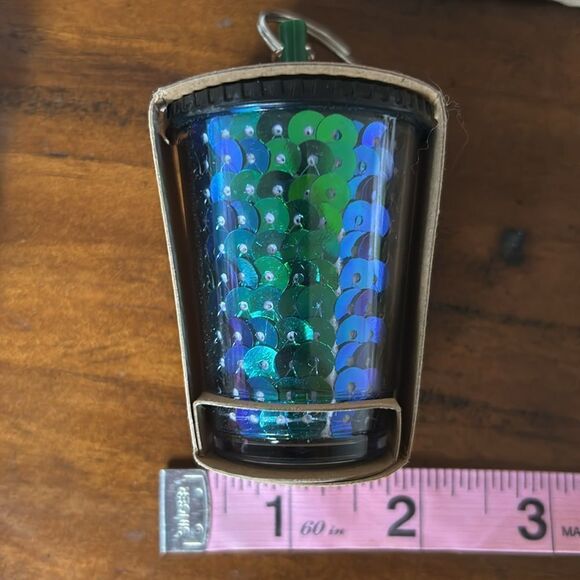 Starbucks Europe 2022 Mini Sequined Tumbler Cold Cup Key Chain Ornament NEW - Picture 7 of 7